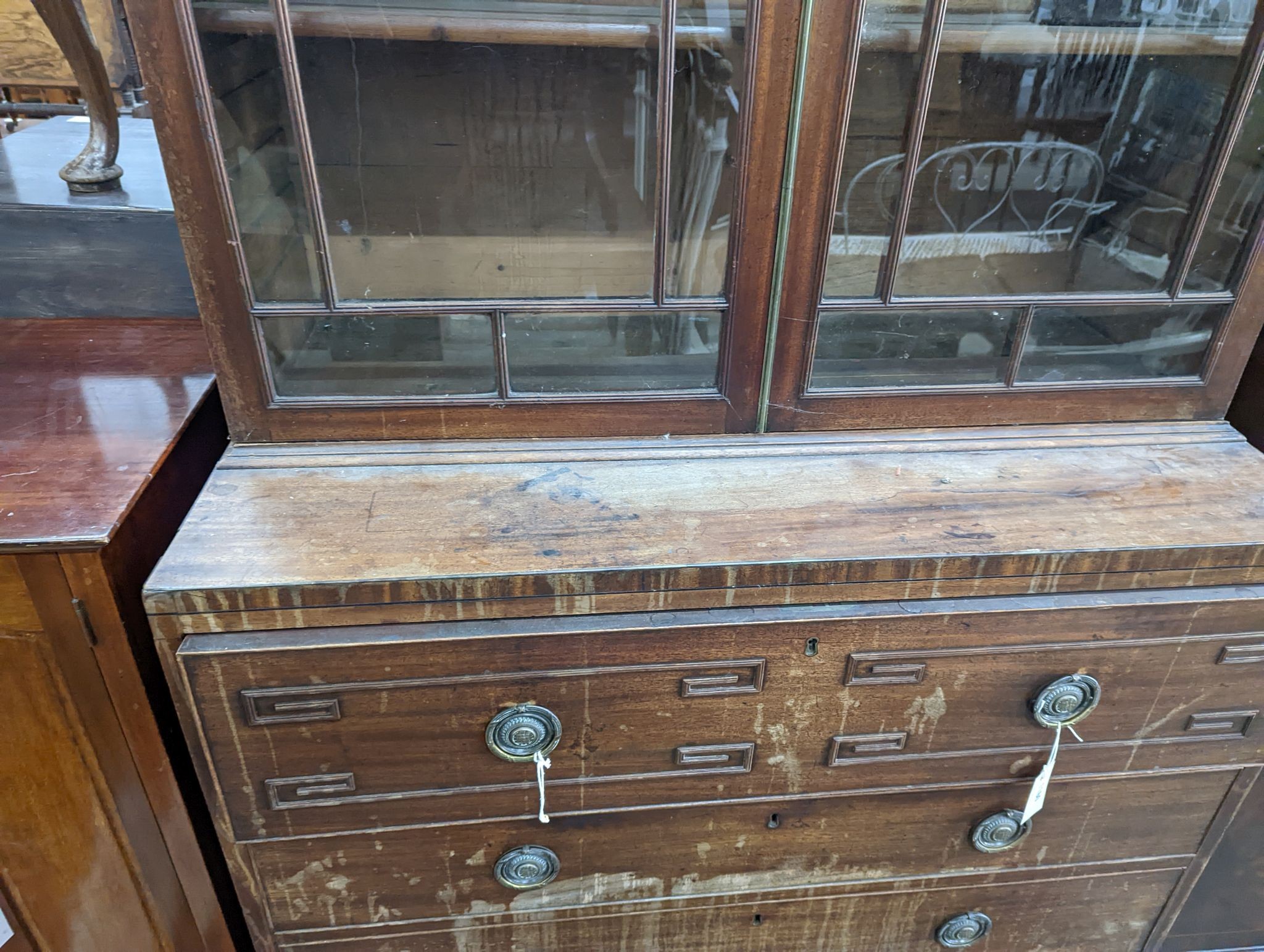 A Regency mahogany secretaire bookcase, length 106cm, depth 52cm, height 232cm